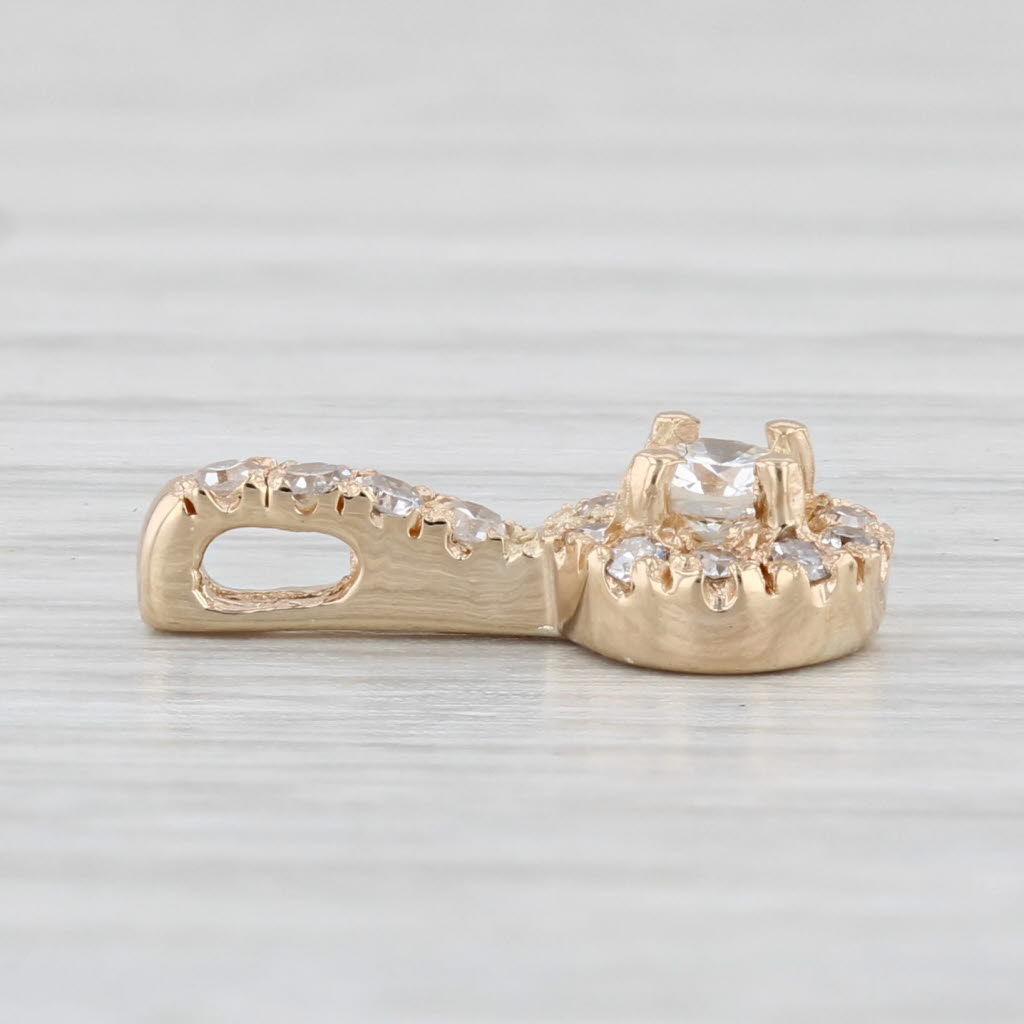 Light Gray 0.30ctw Round Diamond Halo Pendant 14k Yellow Gold Small Drop