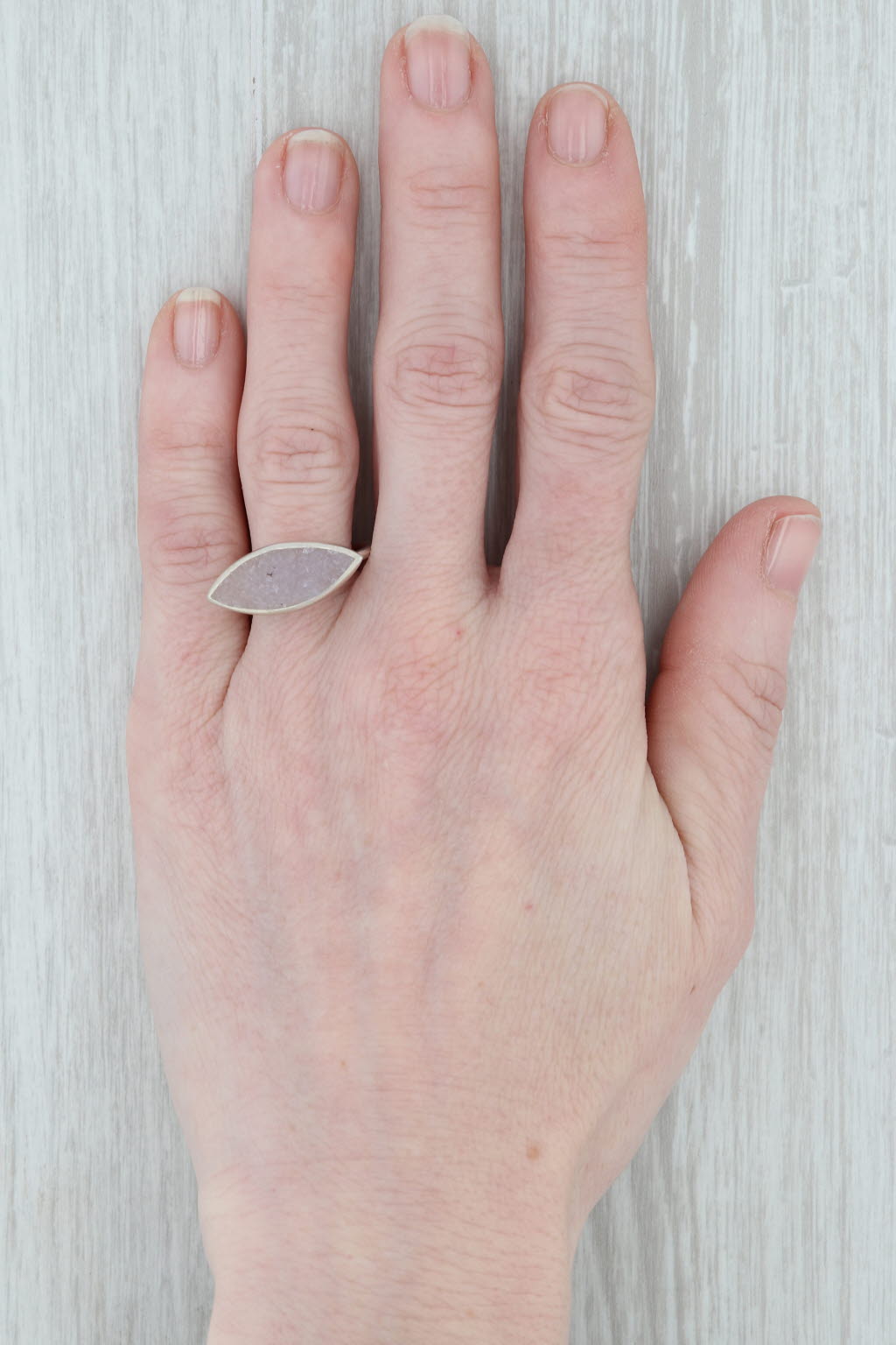 New Nina Wynn Statement Ring White Druzy Quartz Sterling Silver Size 7