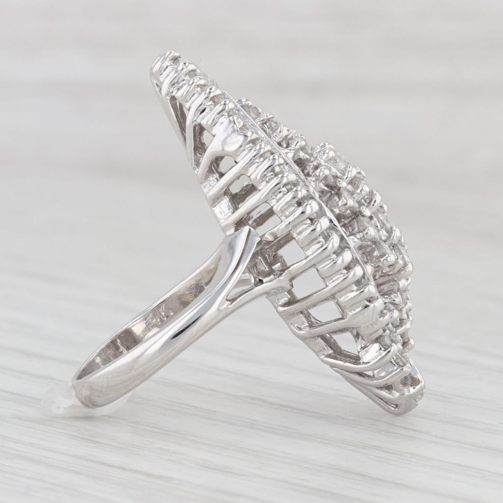 Light Gray 2.20ctw Diamond Cluster Cocktail Ring 14k White Gold Size 6.25