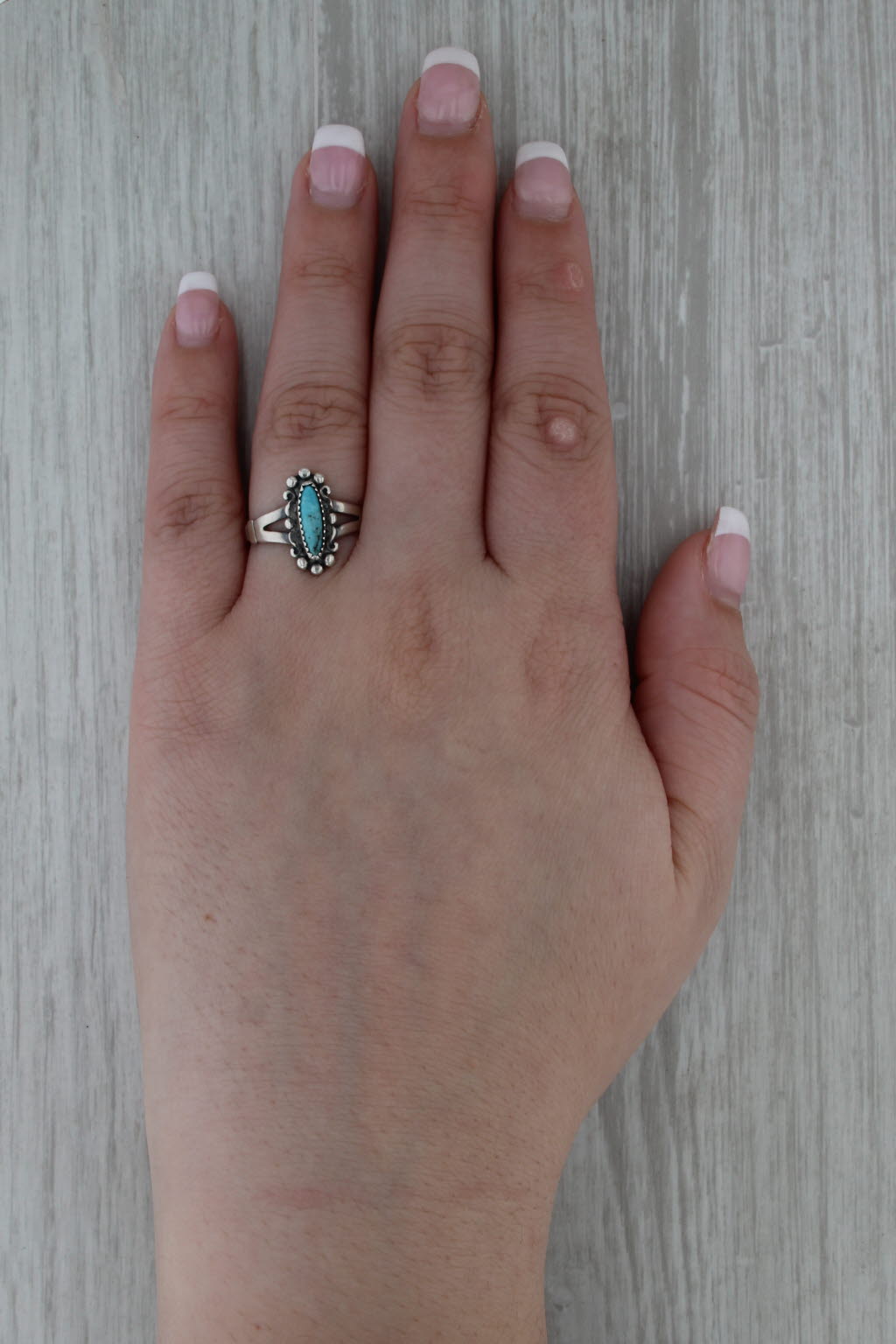 Vintage Native American Turquoise Ring Sterling Silver Size 7.25