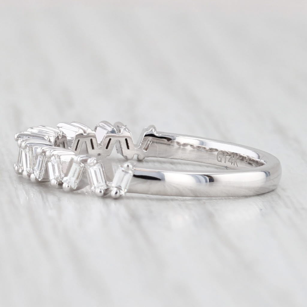Light Gray New 0.35tw Diamond Wedding Band 14k White Gold Stackable Anniversary Ring 6.5