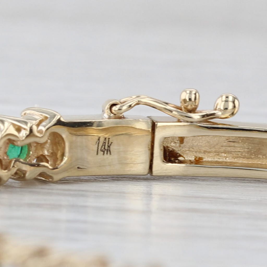 3ctw Emerald Diamond Bangle Bracelet 14k Yellow Gold Hinged 6.5"