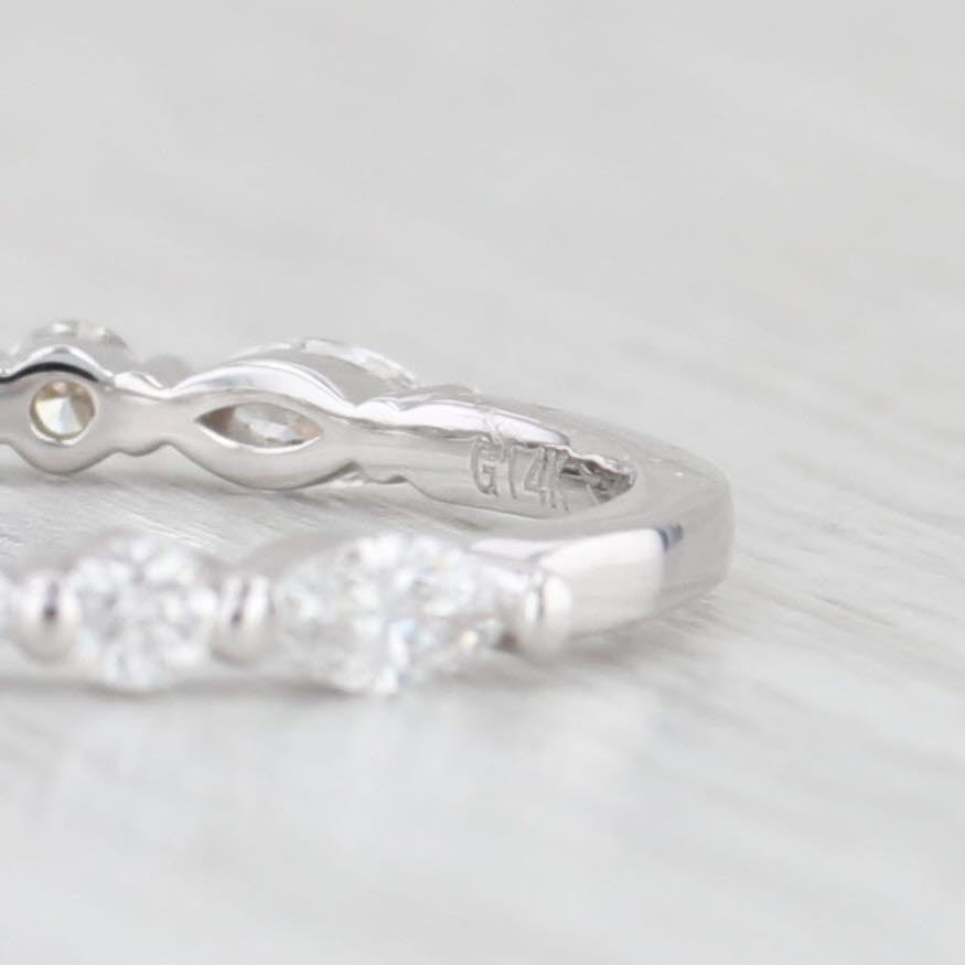 Light Gray New 0.63ctw Diamond Wedding Band 14k White Gold Stackable Anniversary Ring 6.25