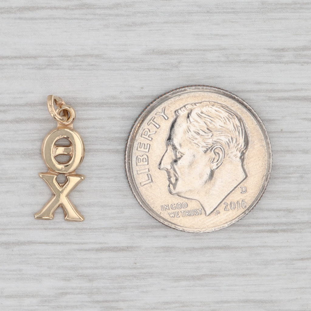 Theta Chi Fraternity Pendant 10k Yellow Gold Lavalier Charm Greek Letters