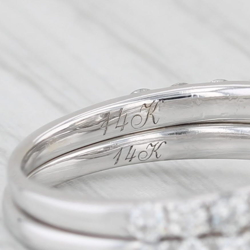 Light Gray Neil Lane 1.61ctw Diamond Halo Engagement Ring Wedding Bridal Set 14k White Gold
