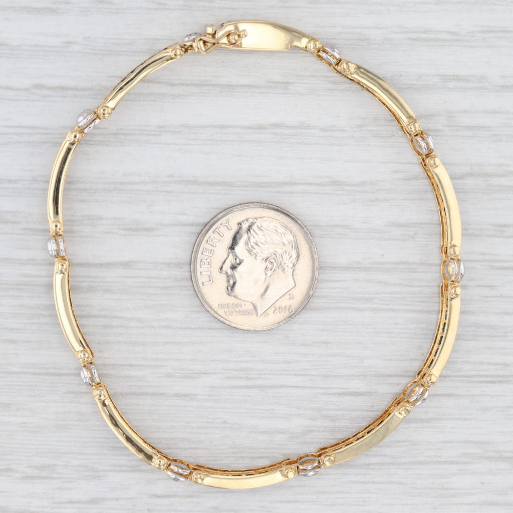 Light Gray 2.60ctw Blue Sapphire Diamond Bar Link Tennis Bracelet 18k Yellow Gold 6.75"