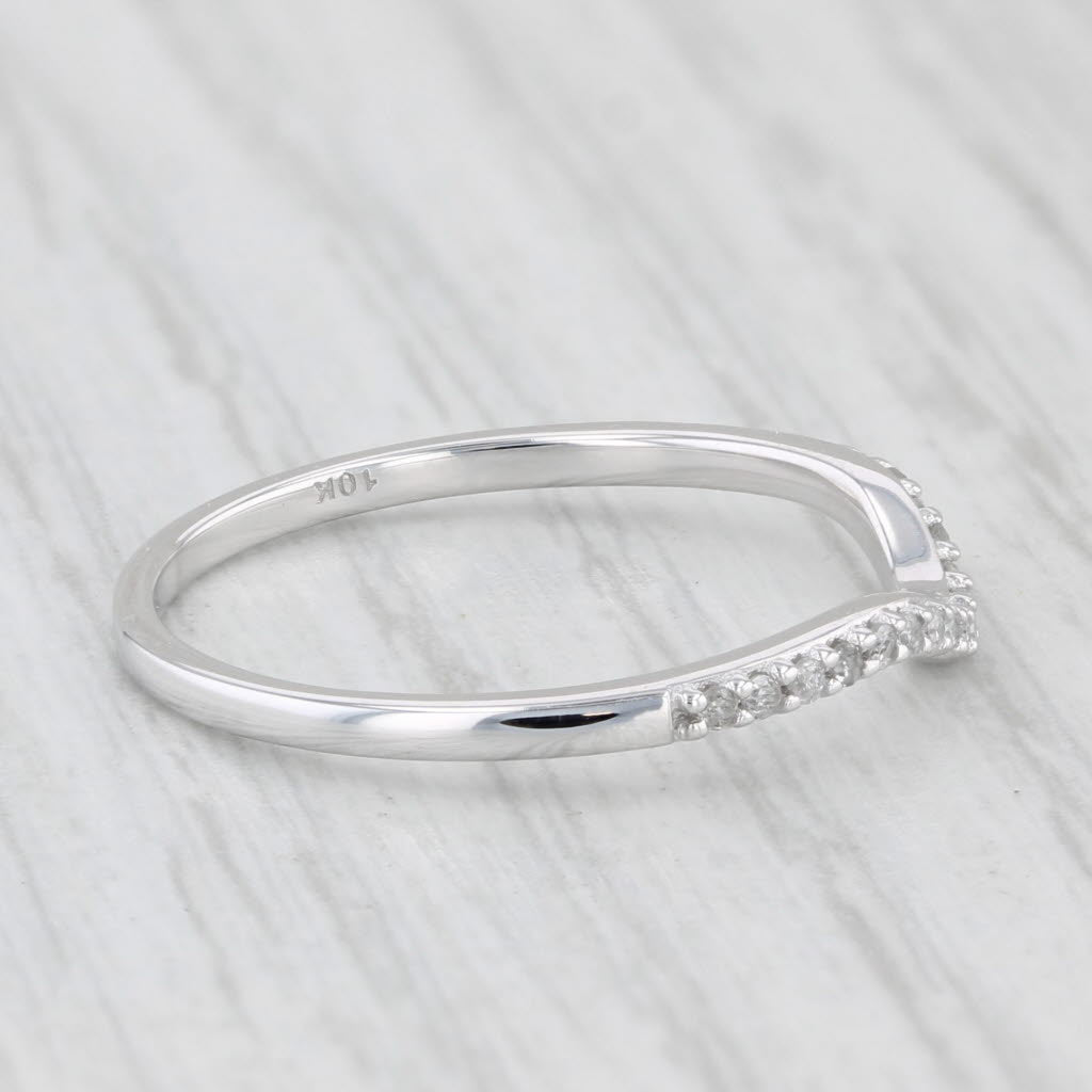 Light Gray Contoured Wedding Band Guard 10k White Gold Size 7 Stackable Ring