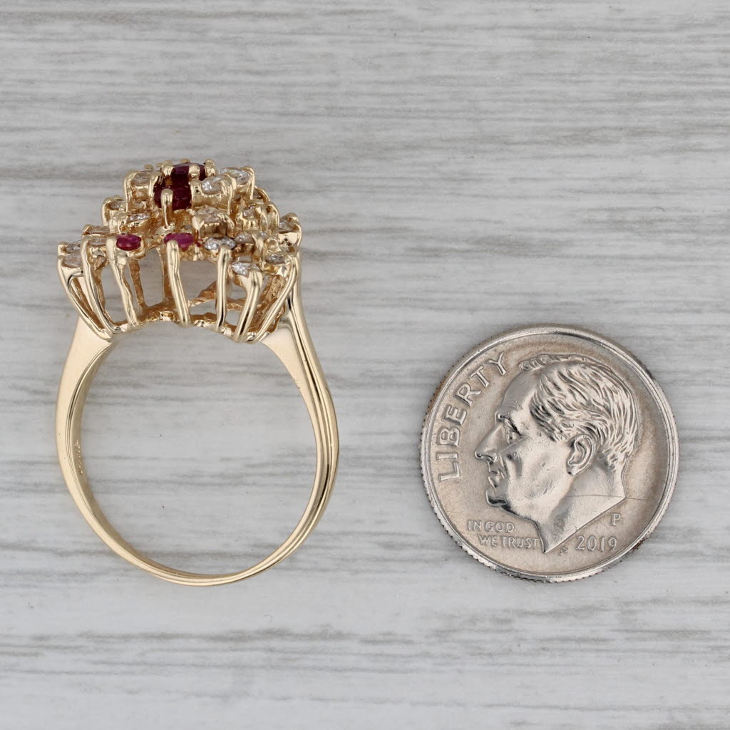 Gray 1.30ctw Diamond Ruby Cluster Butterfly Ring 14k Yellow Gold Size 7.5 Cocktail