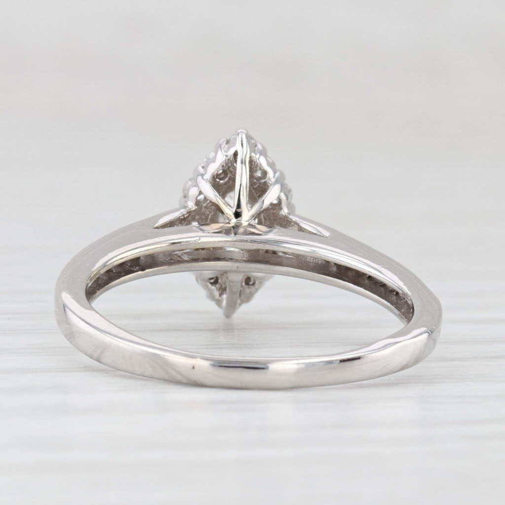 Light Gray 0.75ctw Marquise Halo Engagement Ring 14k White Gold Size 8 Cathedral Band