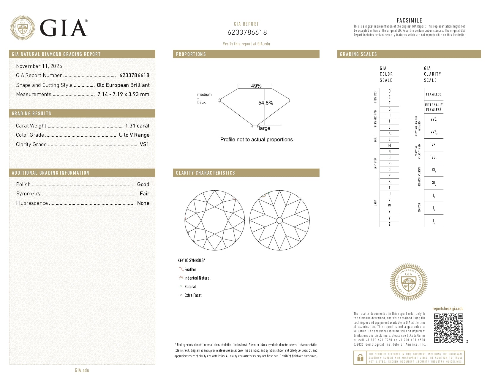 Art Deco 1.31ctw VS1 GIA Old European Cut Diamond Engagement Ring 14k Gold