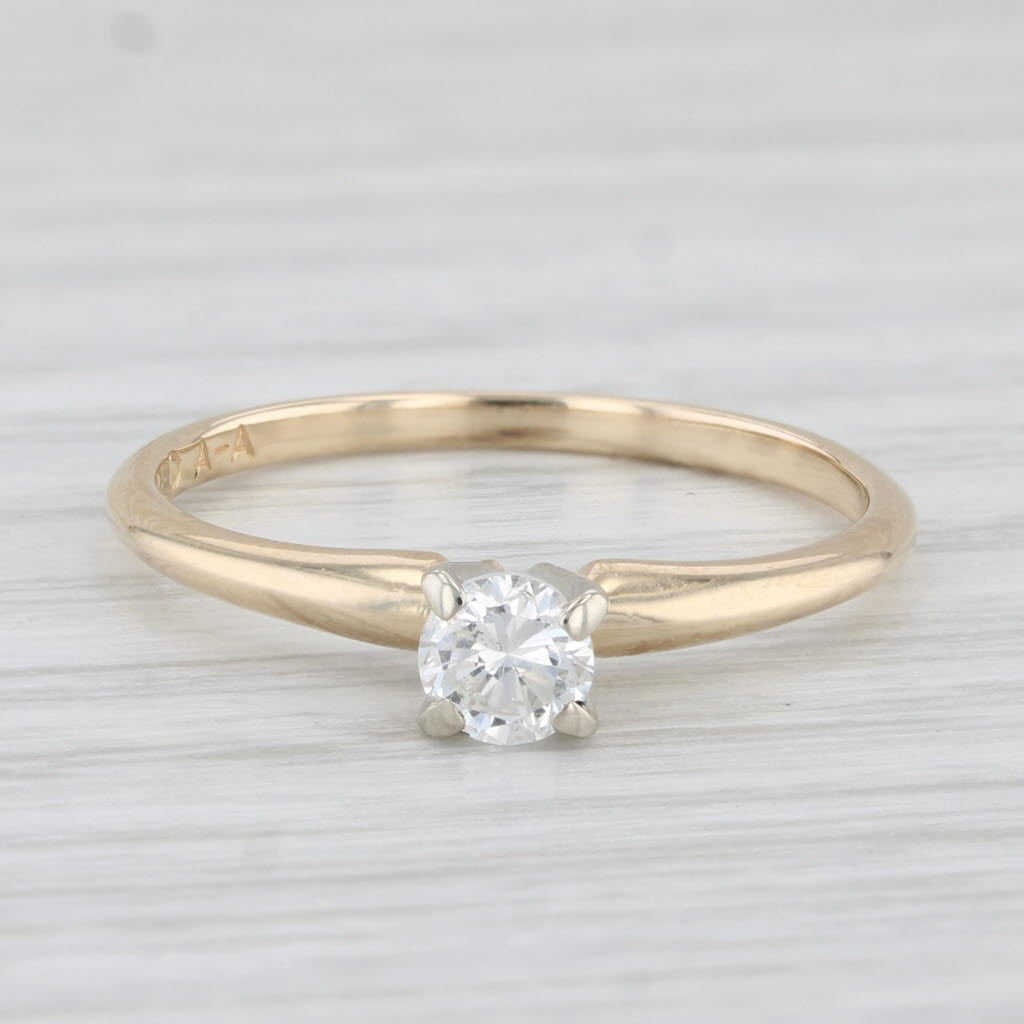 Light Gray 0.22ct Round Diamond Solitaire Engagement Ring 14k Yellow Gold Size 6