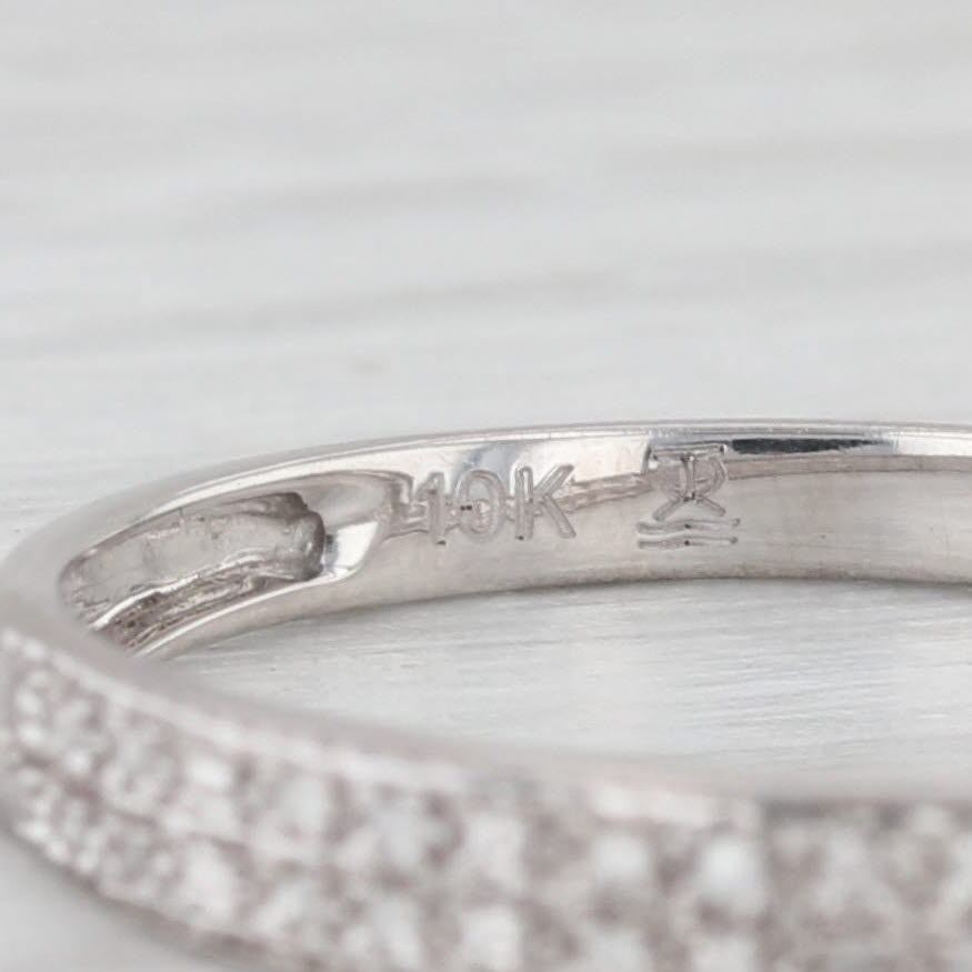 Light Gray Diamond Band 10k White Gold Size 7 Stackable Wedding Ring