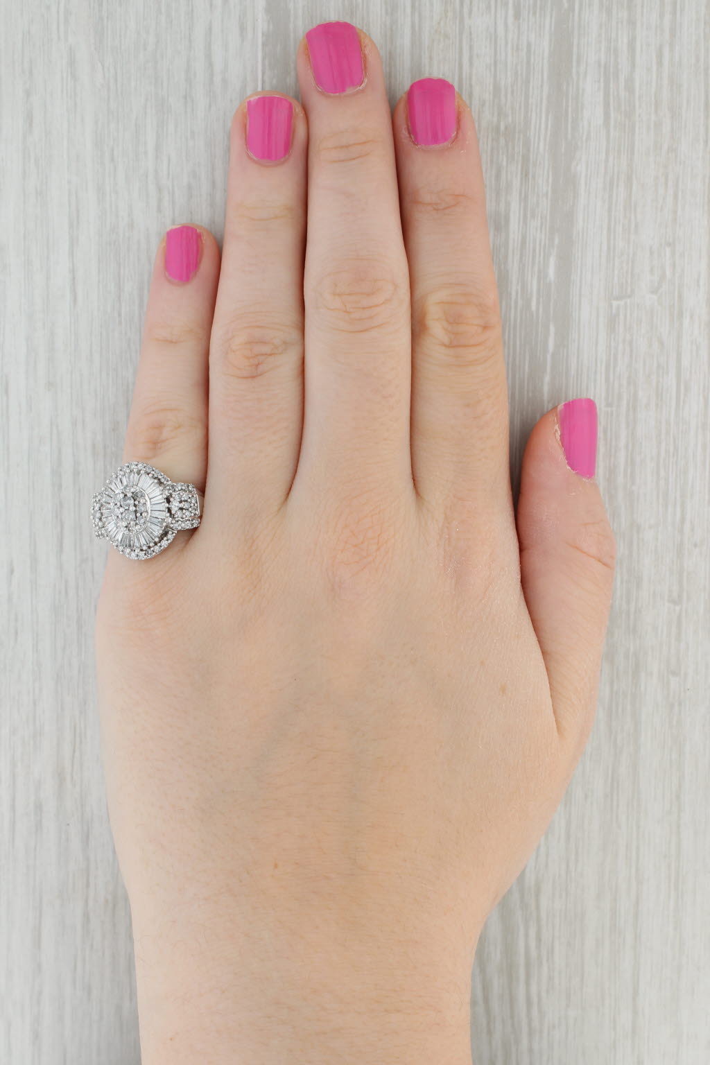 Gray 1.60ctw Diamond Cluster Cocktail Ring 10k White Gold Size 7