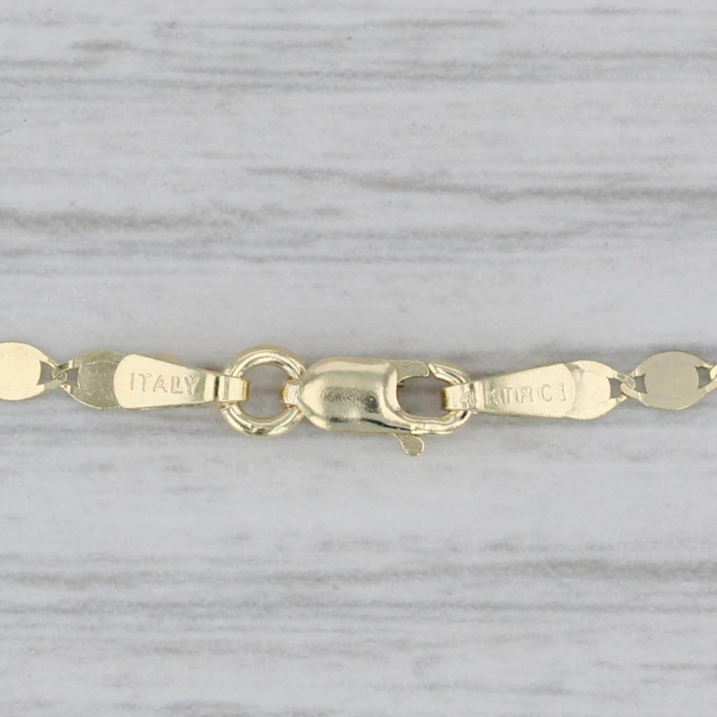 Gray New Oval Mirror Chain Necklace 14k Yellow Gold 18" 2.2mm