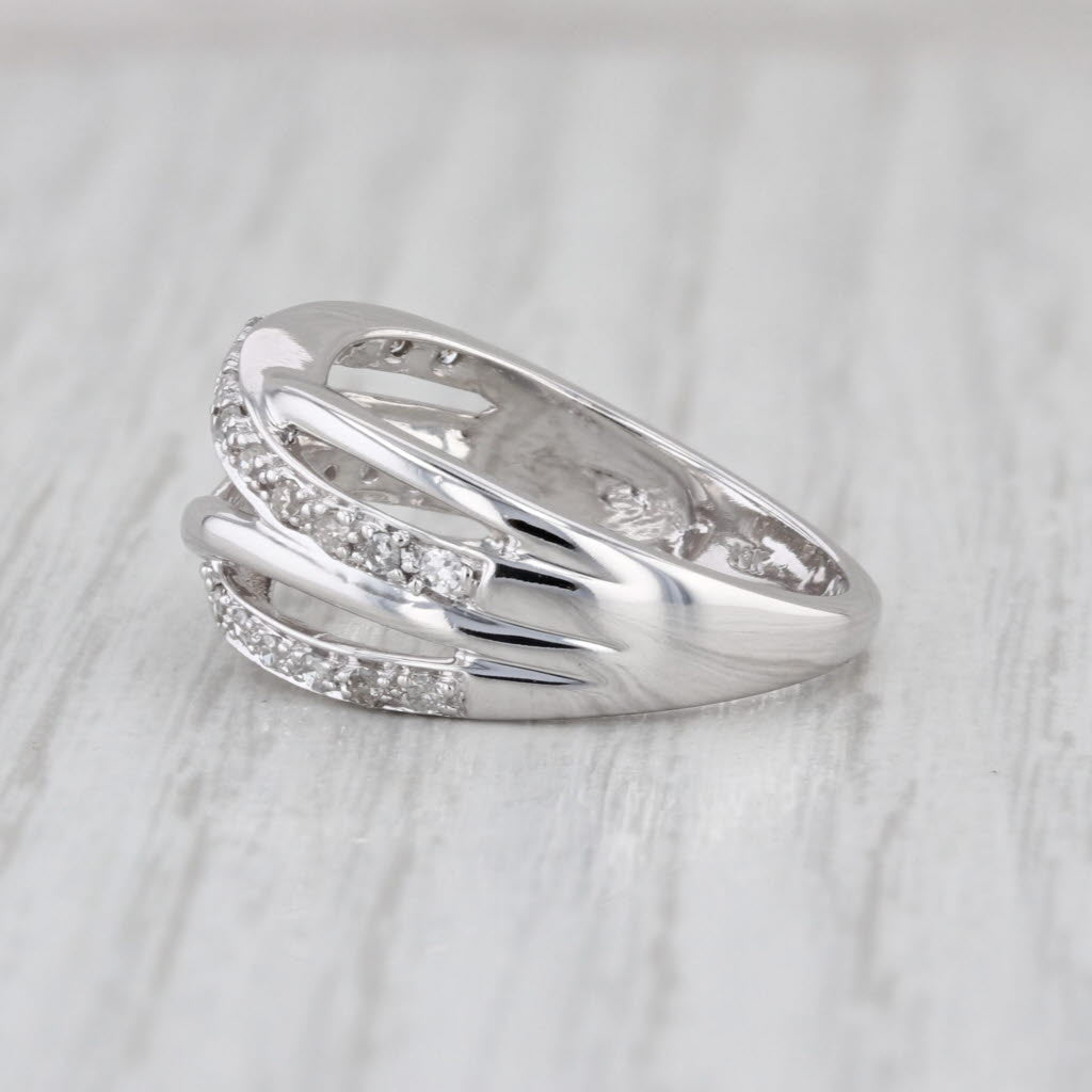 0.20ctw Diamond Crossover Woven Ring 10k White Gold Size 6.75