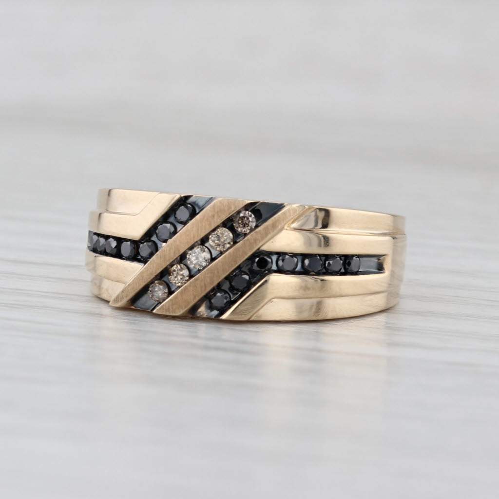 New 0.27ctw Champagne Brown Black Diamond Ring 10k Yellow Gold Size 9.75