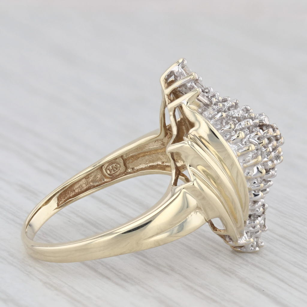 Light Gray 0.25ctw Diamond Cluster Ring 10k Yellow Gold Size 7.25