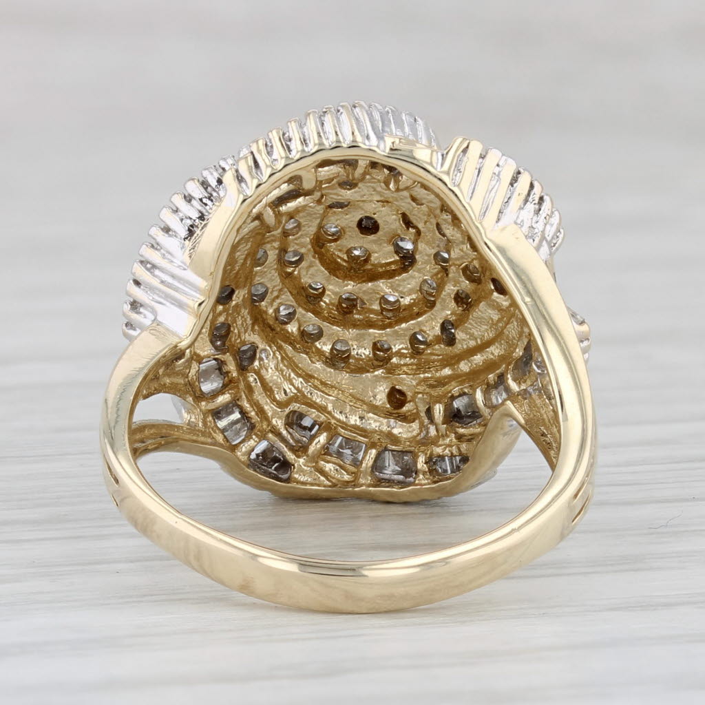 Light Gray 0.50ctw Diamond Cluster Swirl Ring 10k Yellow Gold Size 7 Cocktail