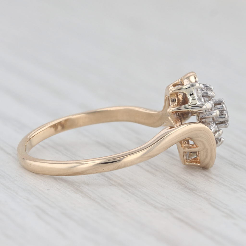 Light Gray 0.34ctw Diamond Cluster Engagement Ring 14k Yellow Gold Size 8 Bypass