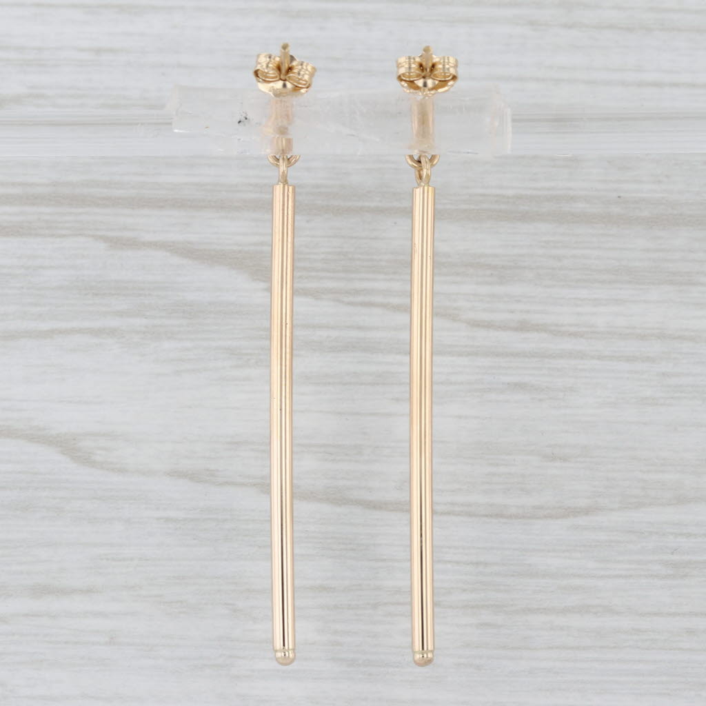 Bar Dangle Drop Earrings 14k Yellow Gold Pierced Dangles