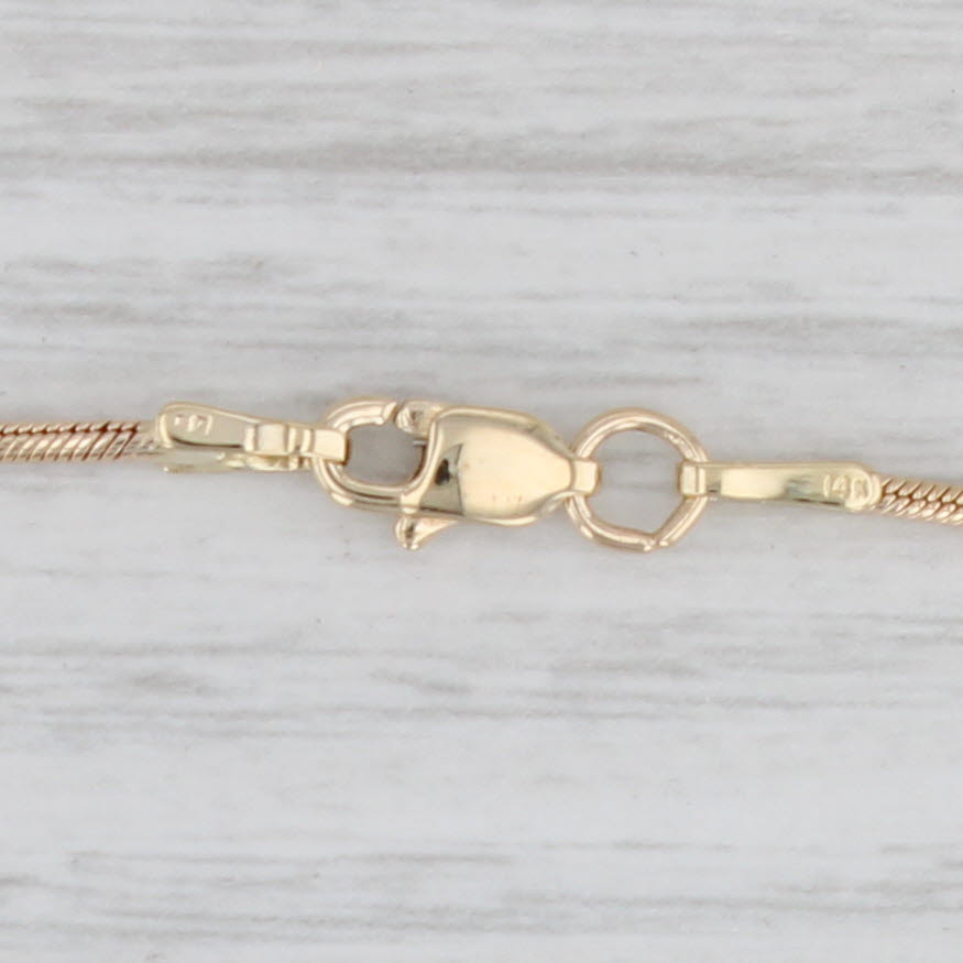 Light Gray 0.14ct Diamond Solitaire Pendant Necklace 14k Yellow Gold 15.75" Snake Chain