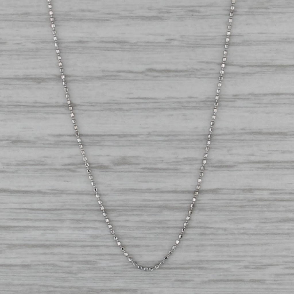 Bead Chain Necklace 14k White Gold 16" 0.8 mm