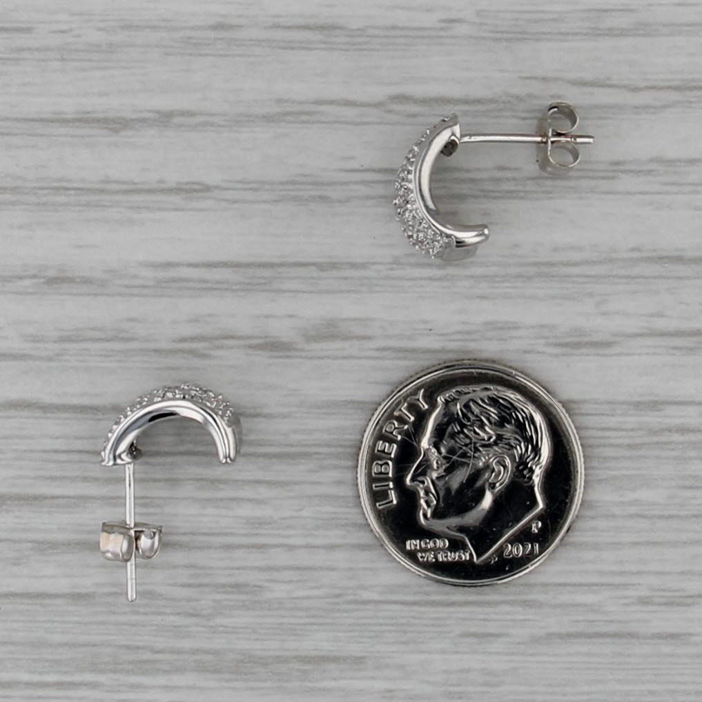 0.25ctw Diamond J-Hook Half Hoop Stud Earrings 14k White Gold Studs