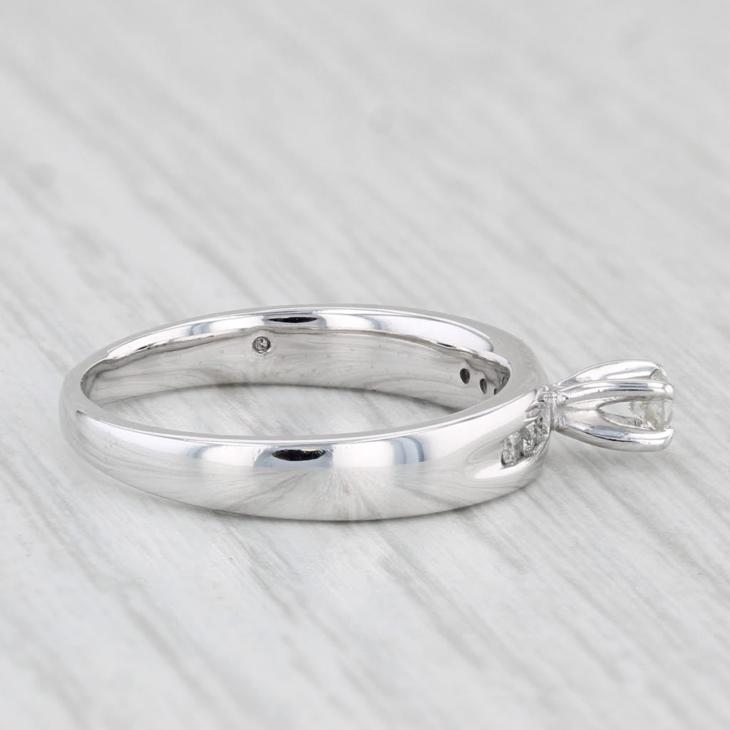 Light Gray 0.18ctw Round Diamond Engagement Ring 10k White Gold Size 7