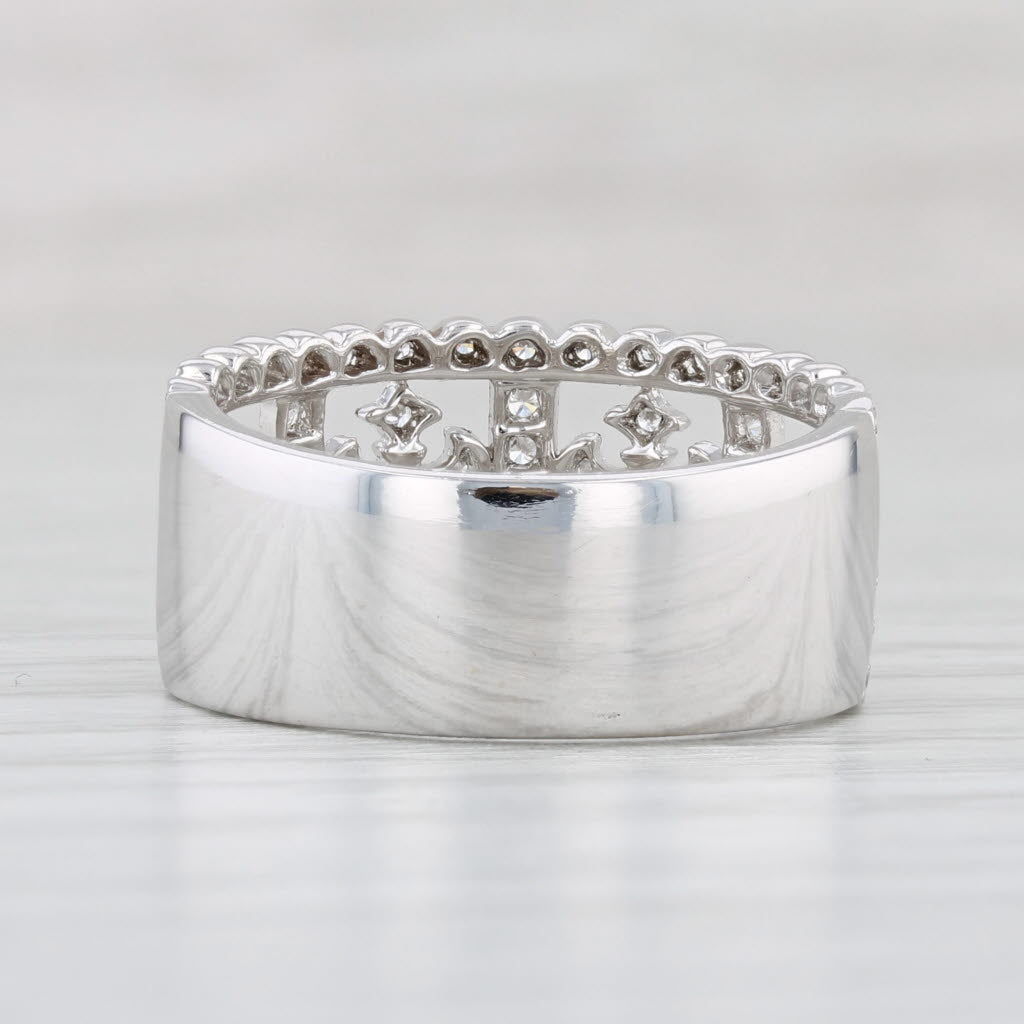 Light Gray New Diamond Fleur De Lis Ring 14k White Gold Size 6.5 Cocktail Band Beverley K