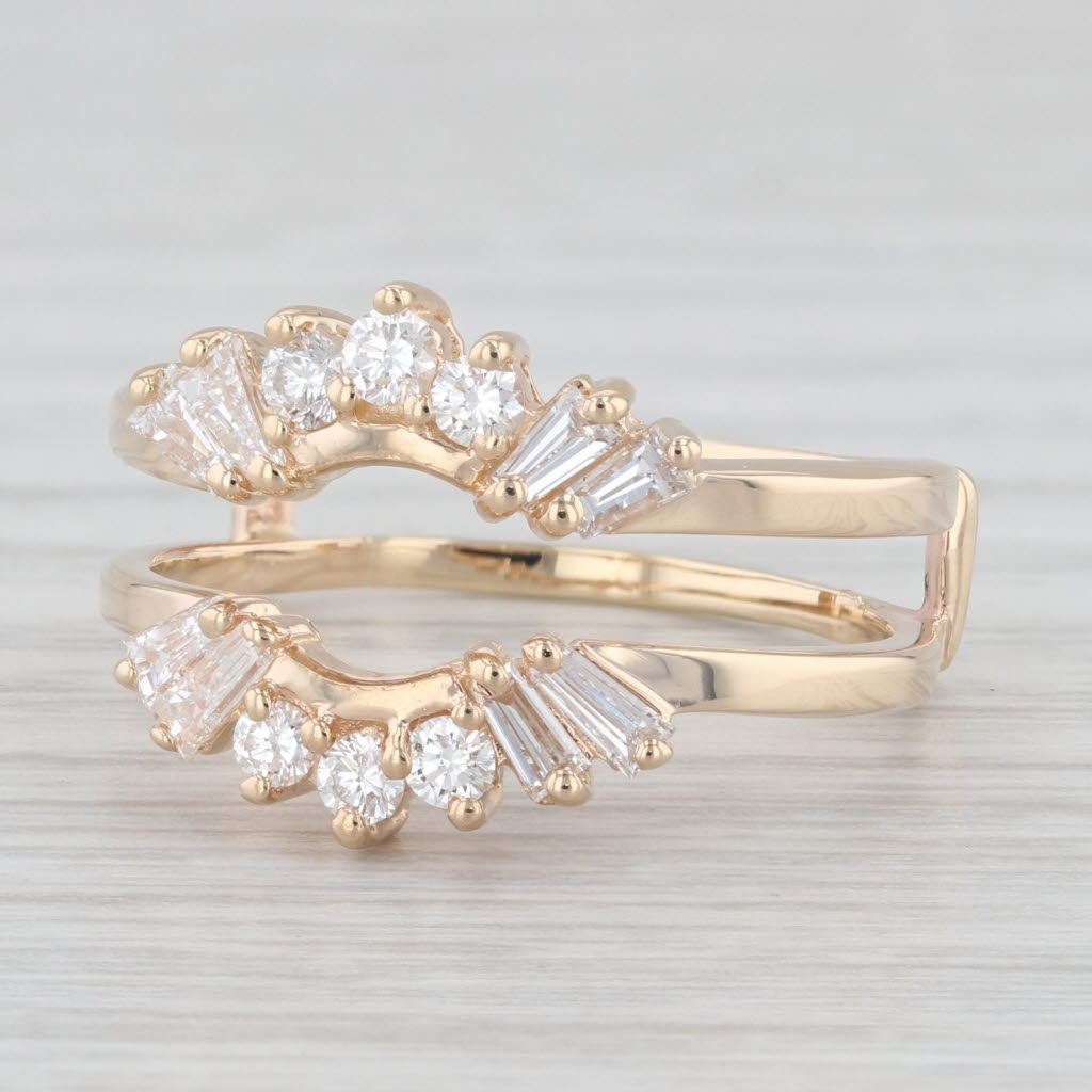 Light Gray 0.70 ctw Diamond Contoured Ring Jacket Wrap 14K Yellow Gold Size 8.25 Wedding