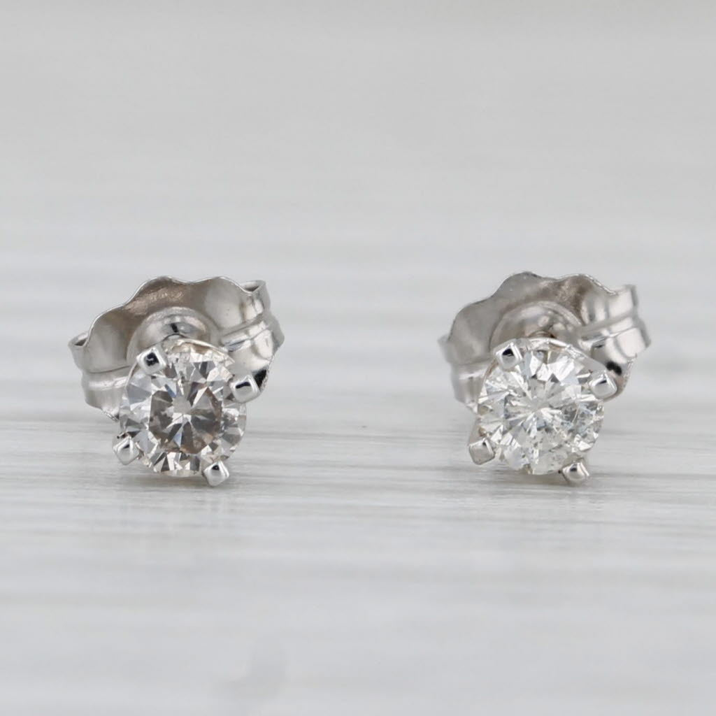 Light Gray 0.20ctw Diamond Stud Earrings 14k White Gold Round Solitaire Studs