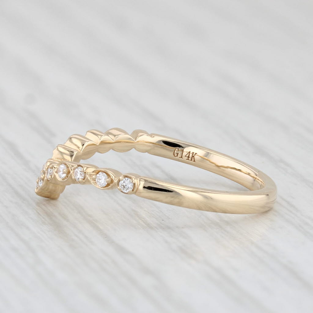 Light Gray New 0.10ctw Contoured Diamond Ring 14k Yellow Gold Wedding Band Guard Size 6.5
