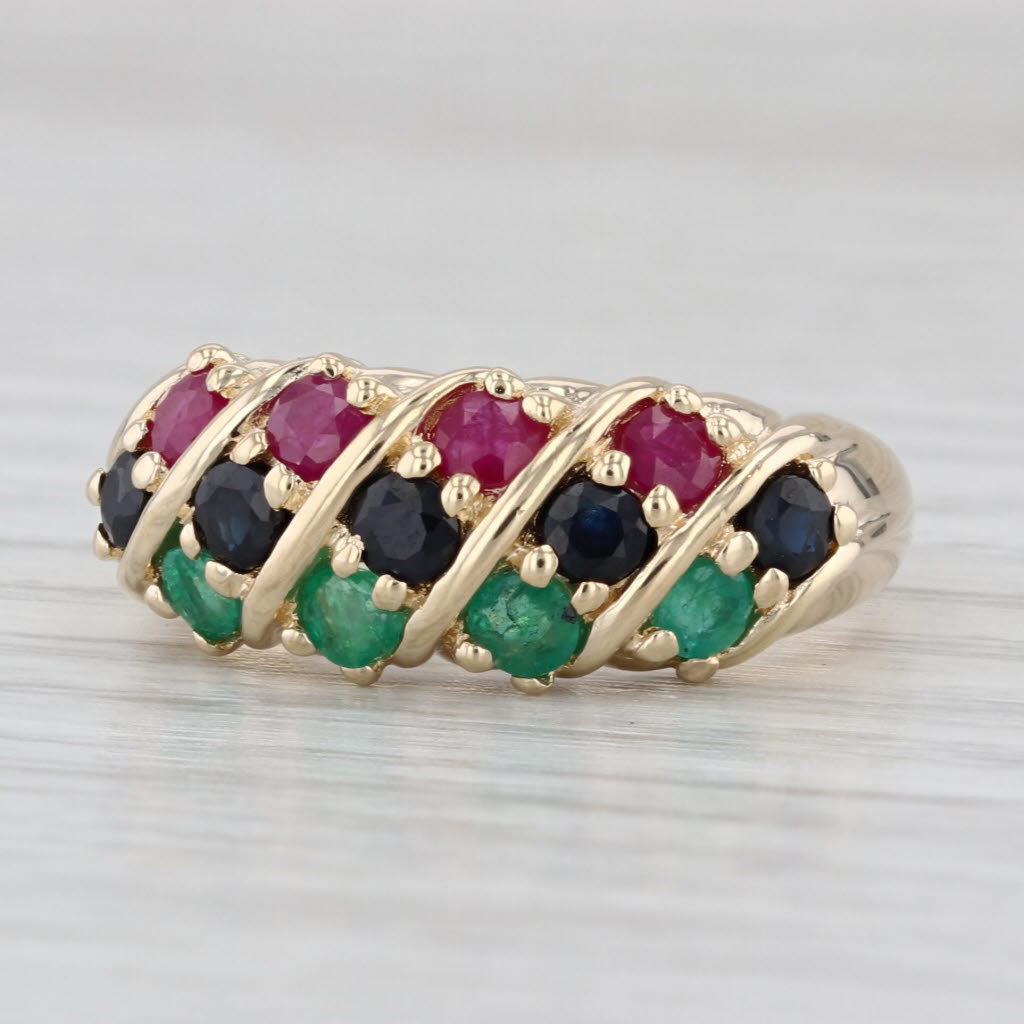 1.12ctw Ruby Sapphire Emerald Ring 14k Yellow Gold Size 7