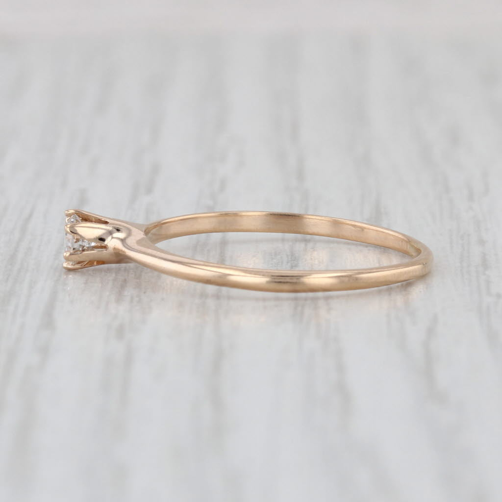 Antique 0.14ct Round Diamond Solitaire Engagement Ring 14k Yellow Gold Size 9