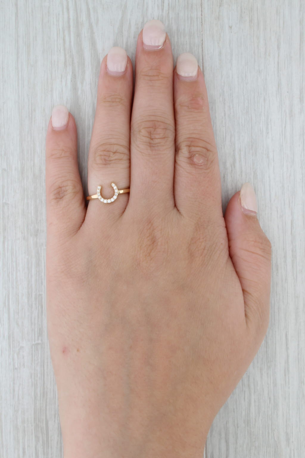 New 0.10ctw Diamond Horseshoe Ring 14k Yellow Gold Size 7 Western Good Luck