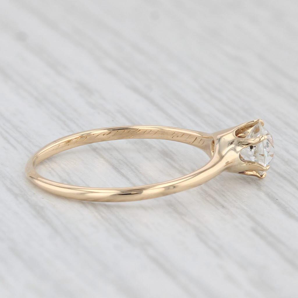 Light Gray Antique William Wise & Son 0.54ct Diamond Solitaire Ring 18k Gold Old Euro Cut