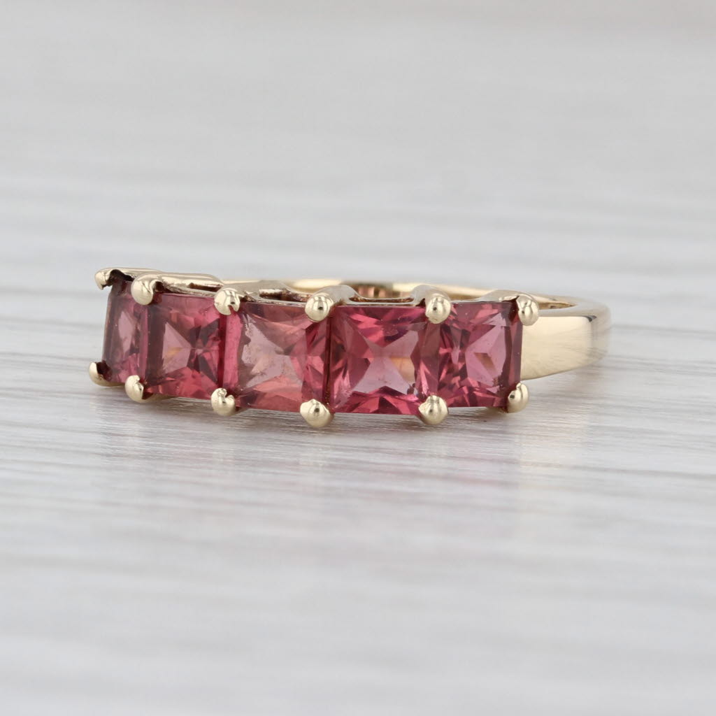 1.58ctw Pink Tourmaline 5-Stone Ring 10k Yellow Gold Size 6 Stackable