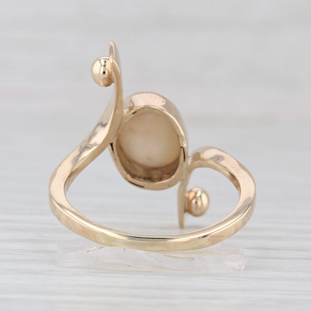 Opal Cabochon Solitaire Bypass Ring 14k Yellow Gold Size 10