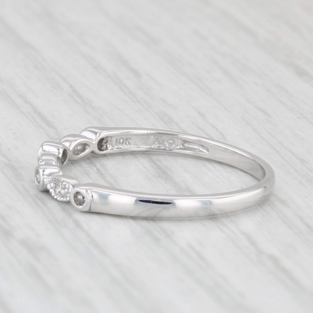 Light Gray Diamond Wedding Band 10k White Gold Stackable Ring Size 7