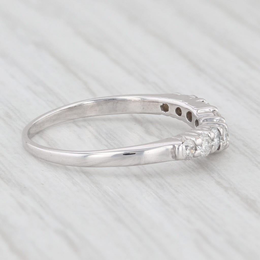 Light Gray 0.45ctw Contoured Diamond Wedding Band 14k White Gold Size 6.25 Stackable Ring