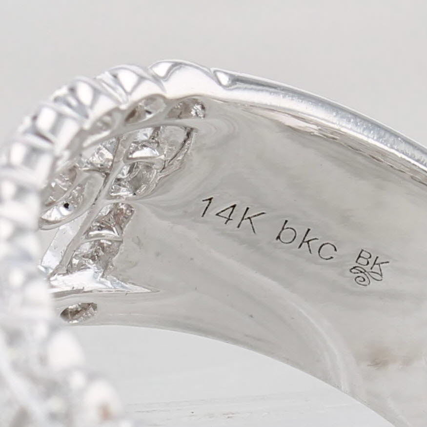 Gray New Diamond Fleur De Lis Ring 14k White Gold Size 6.5 Cocktail Band Beverley K