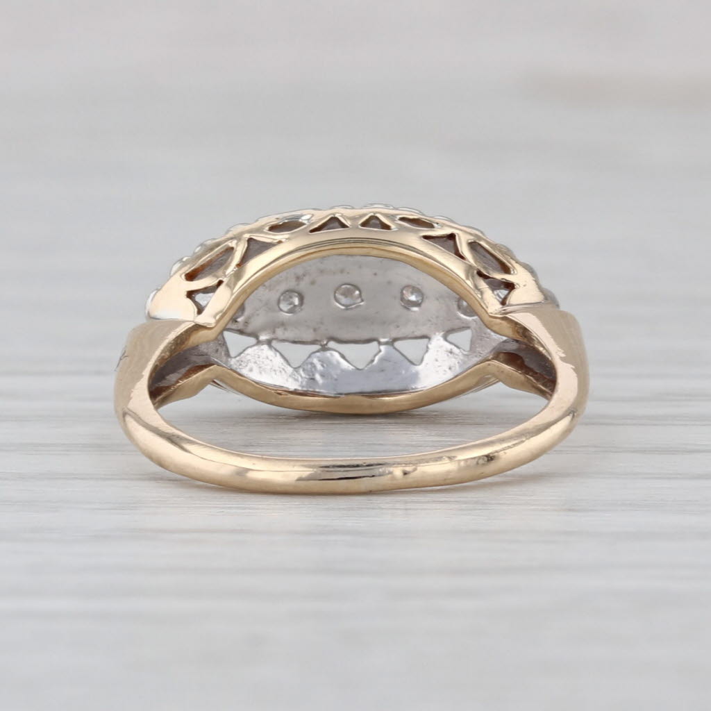 Vintage Diamond Princess Ring 10k White Yellow Gold Size 5.25