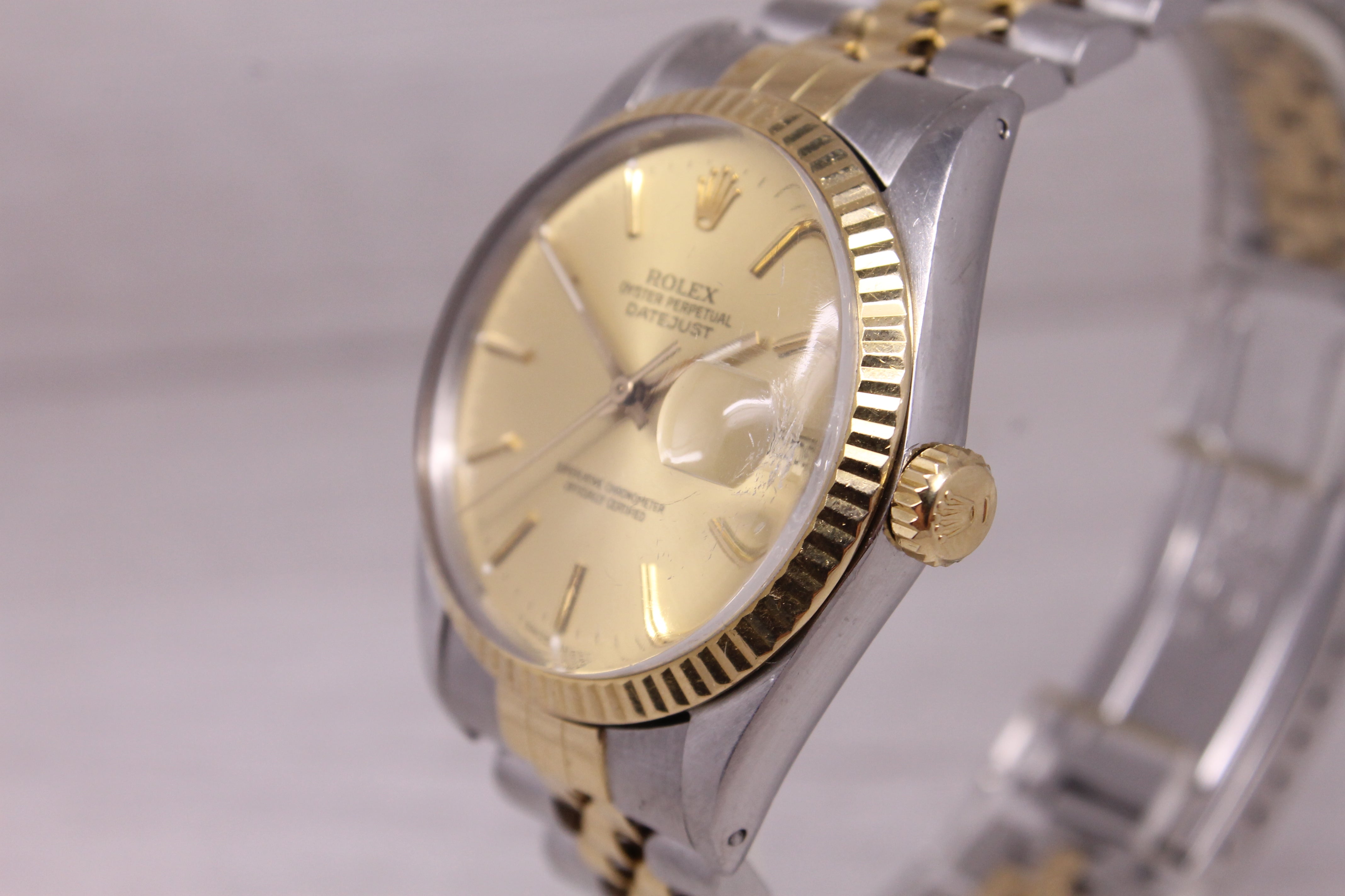 Vintage 1987 Rolex Datejust 16013 Mens 18k Steel Automatic Watch Jubilee Lemon