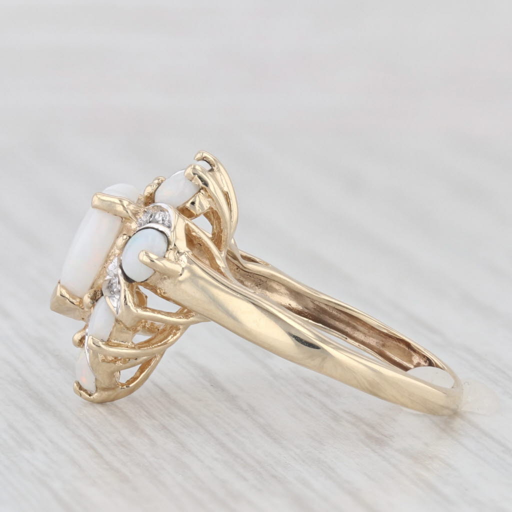 Light Gray Opal Heart Halo Diamond Ring 10k Yellow Gold Size 4.25