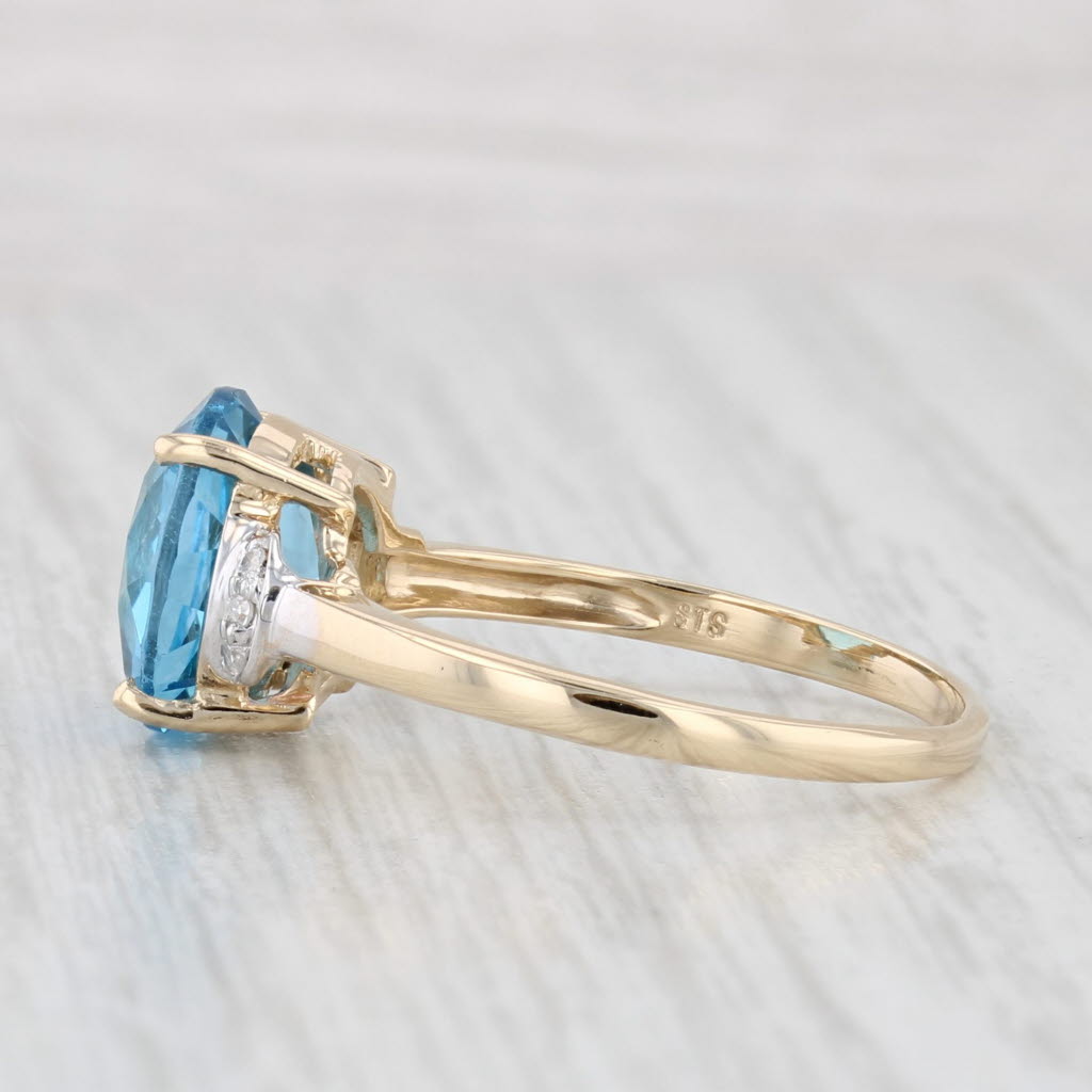 Light Gray 3.20ctw Round Blue Topaz Diamond Ring 14k Yellow Gold Size 8