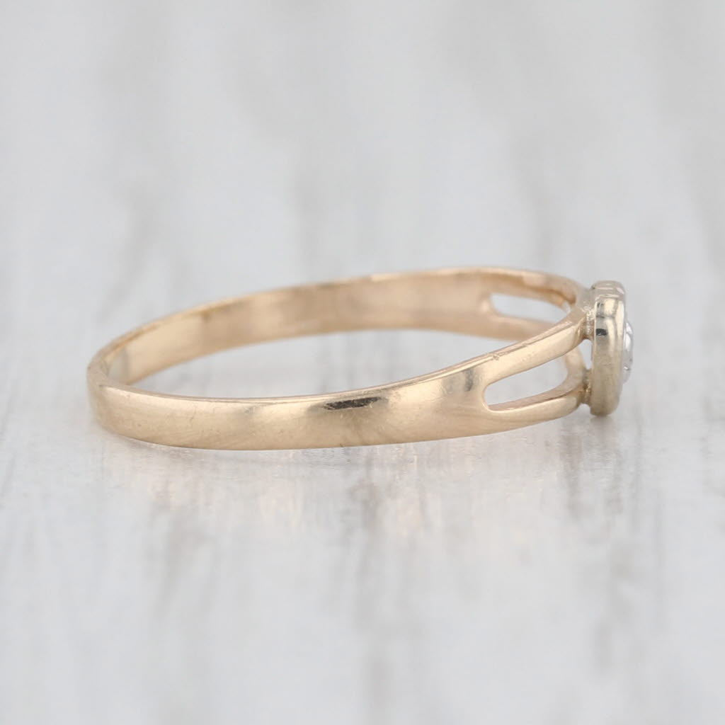 Vintage Diamond Heart Ring 10k Yellow Gold Stackable Band Size 3