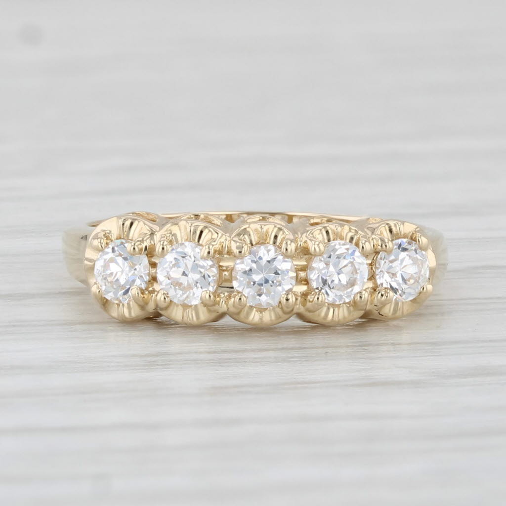 Light Gray 0.35ctw Cubic Zirconia Ring 14k Yellow Gold Size 4 Wedding Anniversary Band
