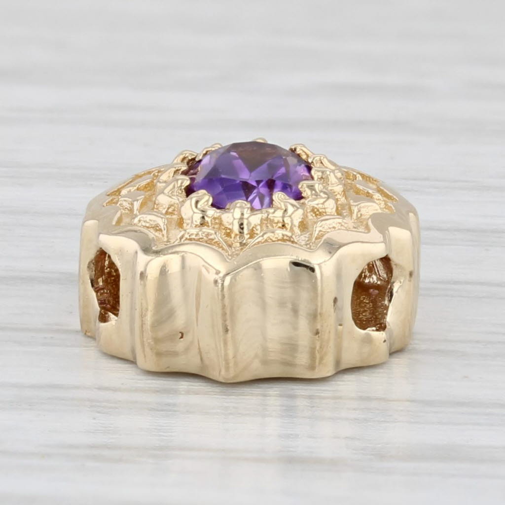 Light Gray 0.42ct Amethyst Slide Bracelet Charm 14k Yellow Gold Oval Solitaire Joshua