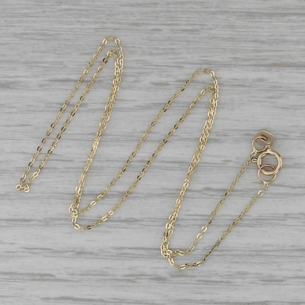 16" 1mm Classic Cable Chain Necklace 14k Yellow Gold Italian Estate