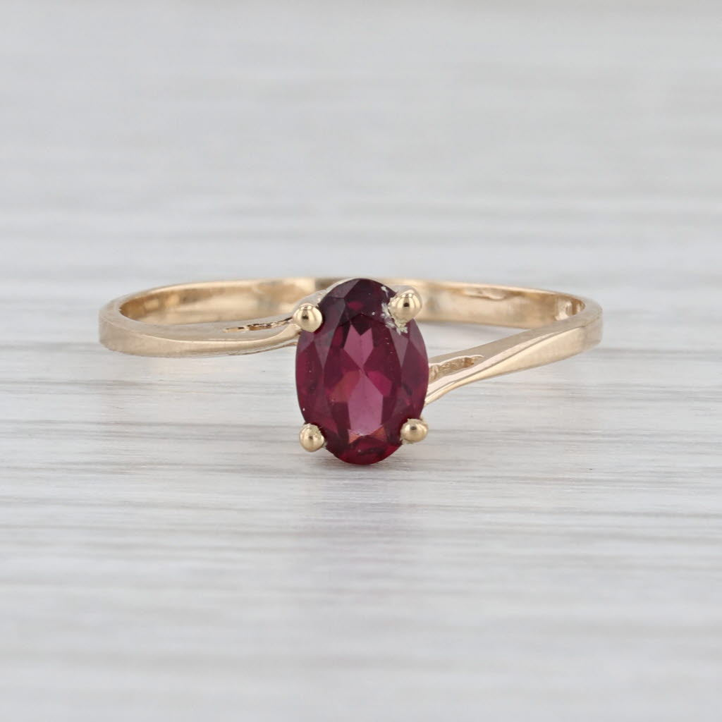 1ct Oval Rhodolite Garnet Solitaire Bypass Ring 14k Yellow Gold Size 8